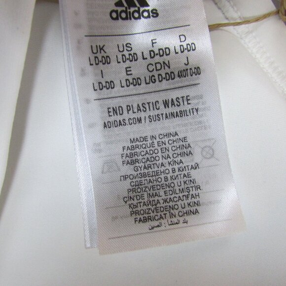 Adidas Women's LG D-DD Aeroreact Training Light Support Sports Bra White - Picture 3 of 3